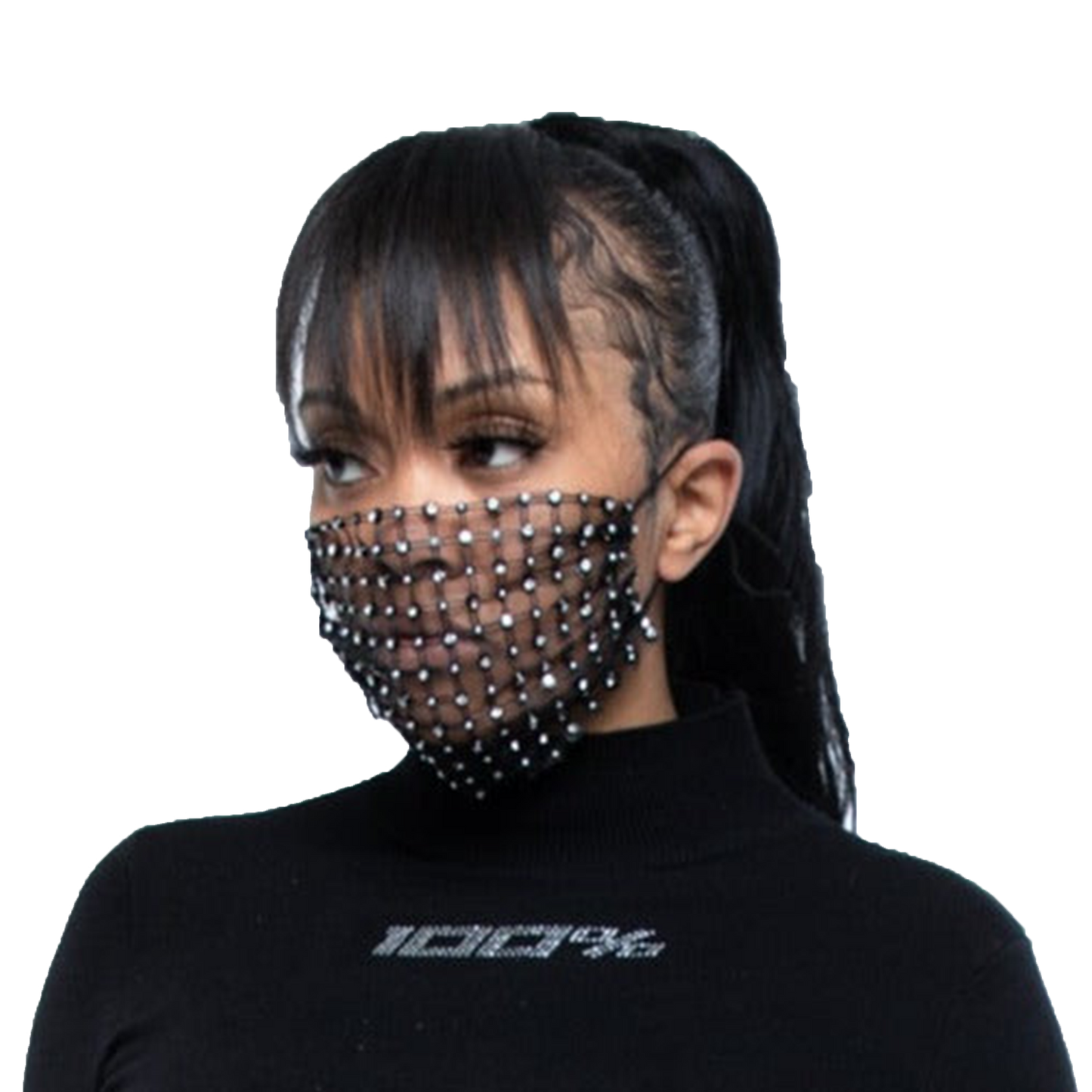 See Through Bedazzled Face Mask